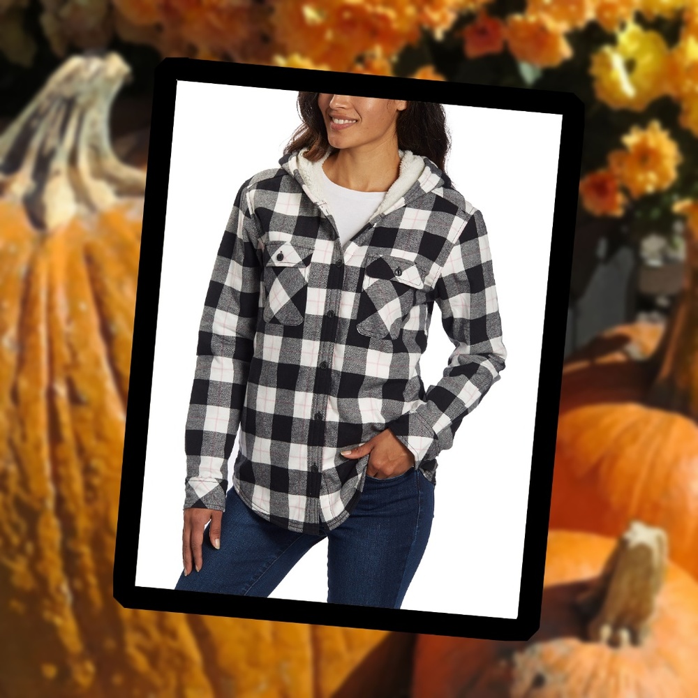 Black & White Sherpa Lined Buffalo Plaid Flannel S